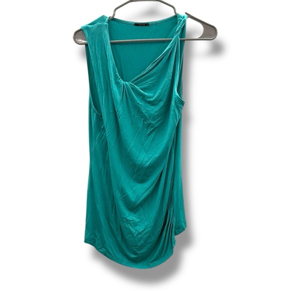 Tahari Draped Tank Top Women’s Size Large Blue Asymmetrical Sleeveless Blouse‎ - Picture 1 of 4